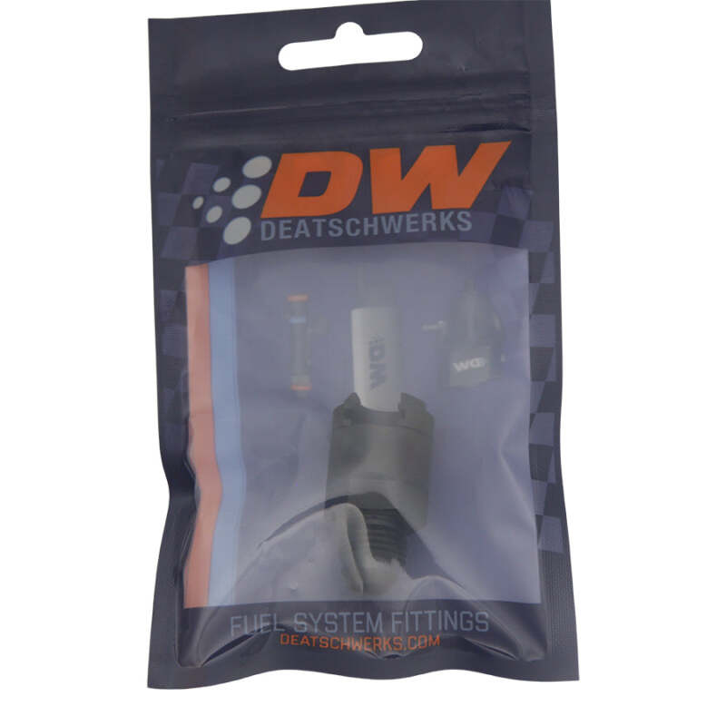 DeatschWerks 6AN Male Flare to 3/8in Female EFI Quick Connect Adapter - Anodized Matte Black-Fuel Components Misc-DeatschWerks