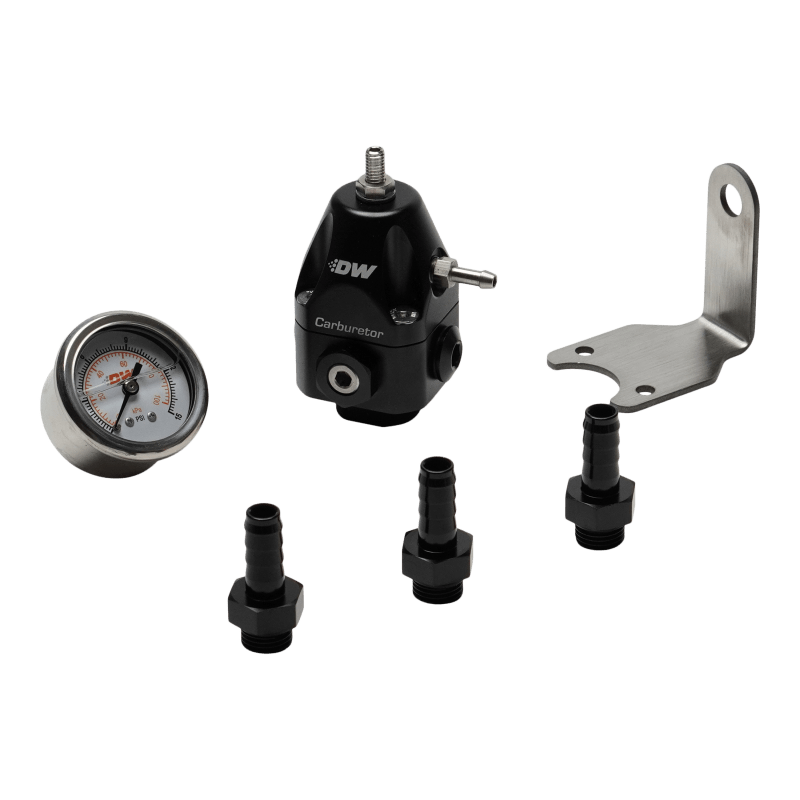 DeatschWerks DWR550C Adjustable Carburetor Regulator w/ 3/8in Barb Fittings and Gauge-Fuel Pressure Regulators-DeatschWerks