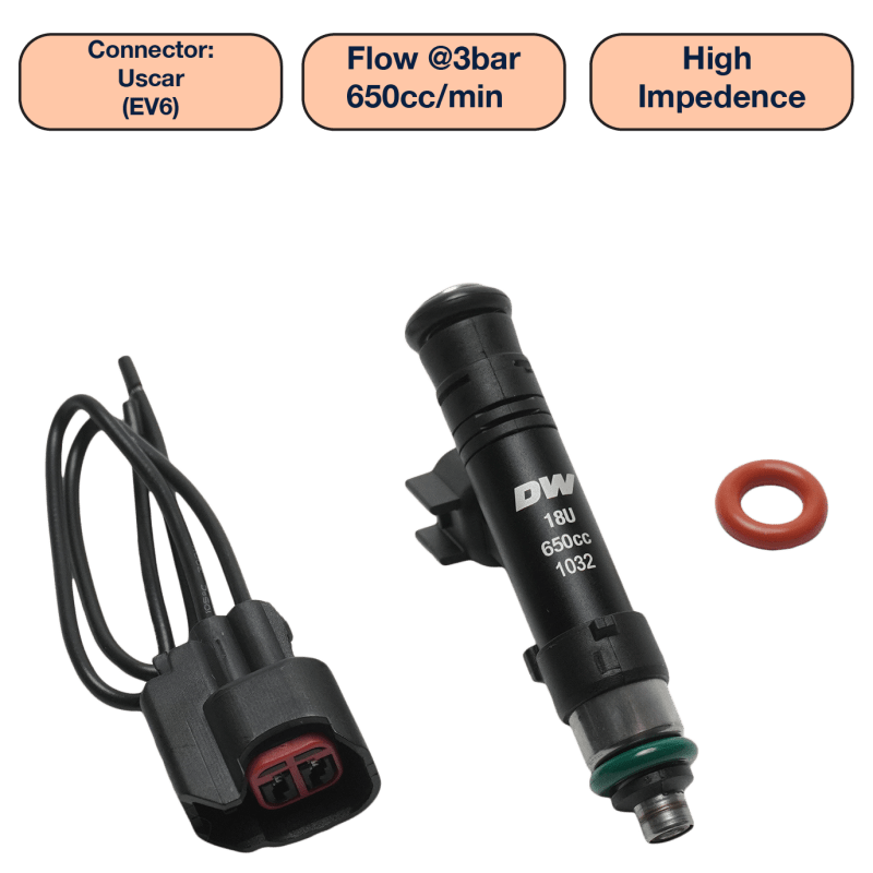DeatschWerks Universal 650cc Single Fuel Injector / 60mm Length / 14mm O-Ring Seals-Fuel Injectors - Single-DeatschWerks