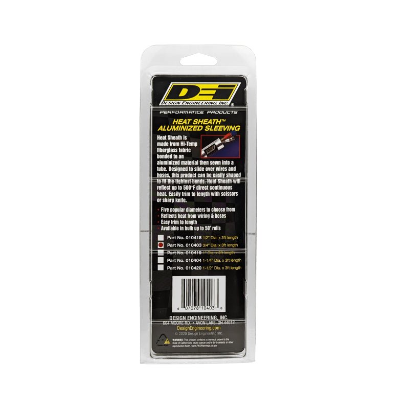 DEI Heat Sheath 3/4in x 3ft - Aluminized Sleeving - Sewn Edge-Thermal Sleeves-DEI