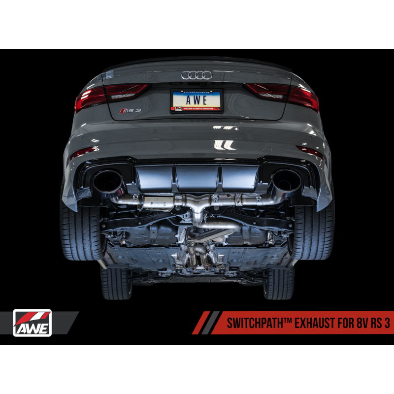 AWE Tuning SwitchPath Exhaust w/Diamond Black RS-Style Tips - 17-19 Audi RS3