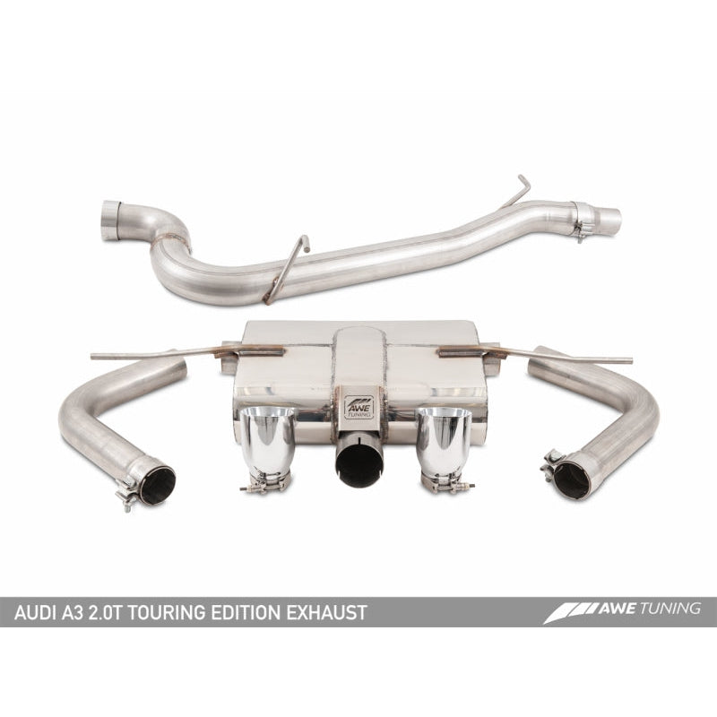 AWE Tuning Audi 8V A3 Touring Edition Exhaust - Dual Outlet Chrome Silver 90 mm Tips