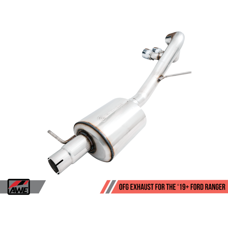AWE Tuning 2019+ Ford Ranger 0FG Performance Exhaust System w/Chrome Silver Tips & Bash Guard