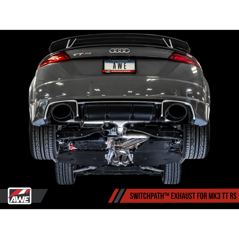 AWE Tuning SwitchPath Exhaust with Diamond Black RS-Style Tips - 18-19 Audi TTRS