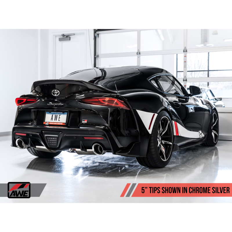 AWE Tuning 2020+ Toyota Supra A90 Non-Resonated Touring Edition Exhaust - 5in Chrome Silver Tips