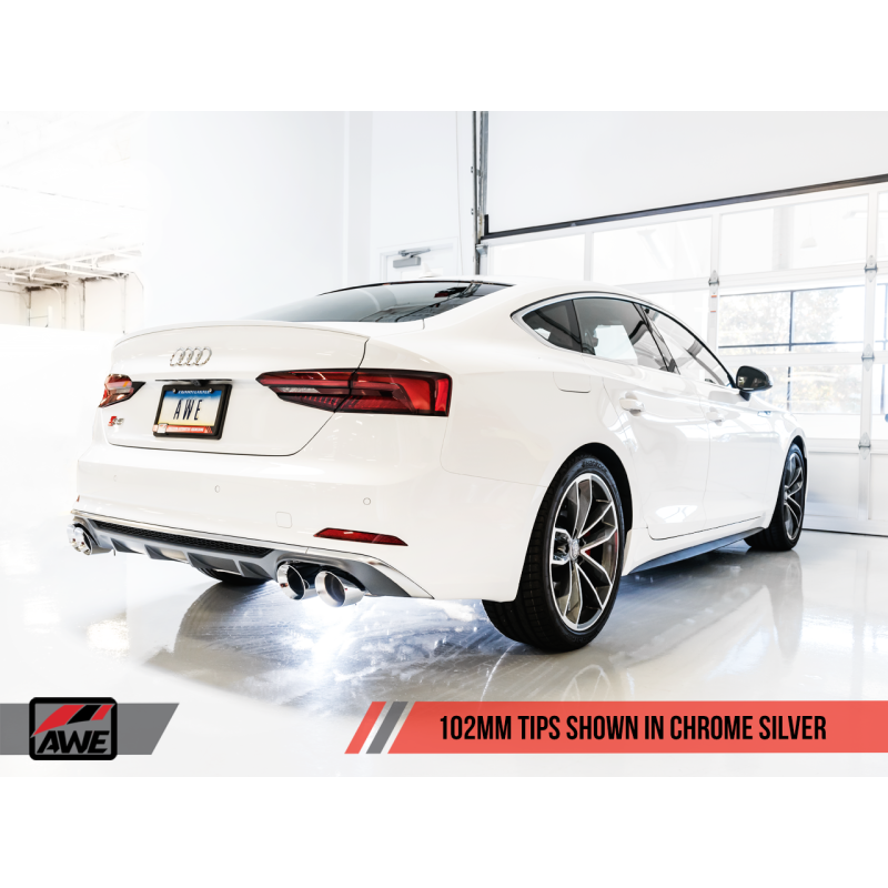 AWE Tuning Audi B9 S5 Sportback Track Edition Exhaust - Non-Resonated (Silver 102mm Tips)