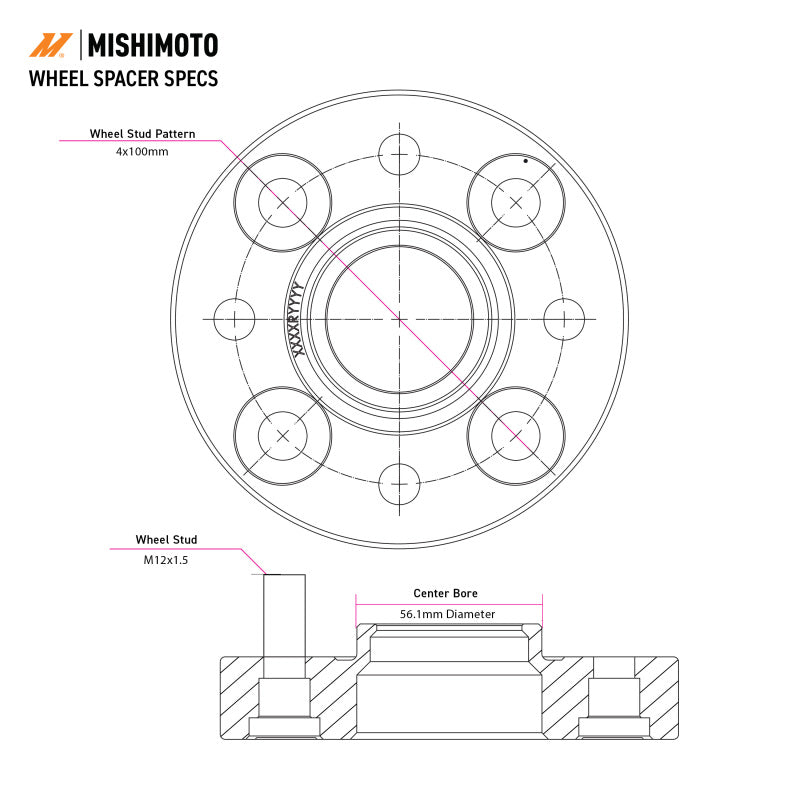 Mishimoto Wheel Spacers - 5x100 - 56.1 - 15 - M12 - Black