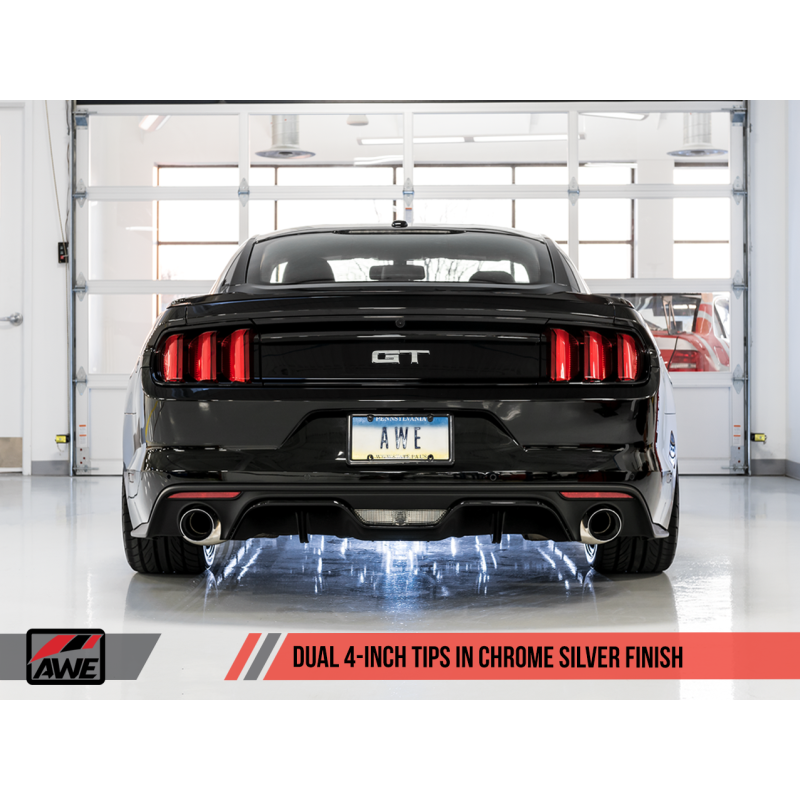 AWE Tuning S550 Mustang GT Cat-back Exhaust - Track Edition (Diamond Black Tips)