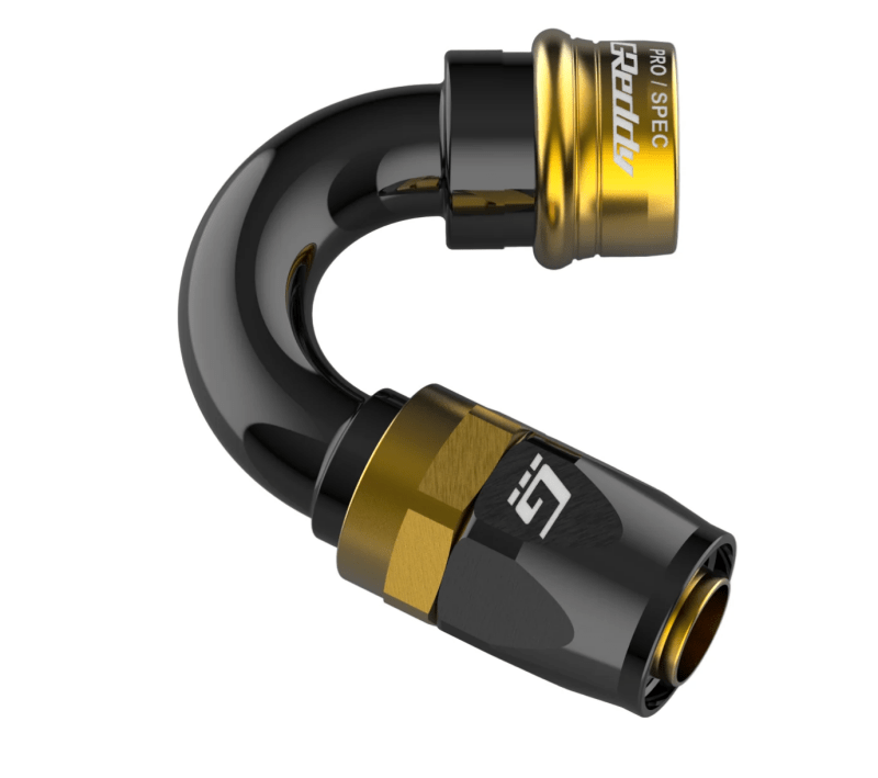 GReddy PRO/SPEC AN06 120 Degree Quick - Release Swivel Hose End(s) - Black / Gold - Oil Line Kits - GReddy