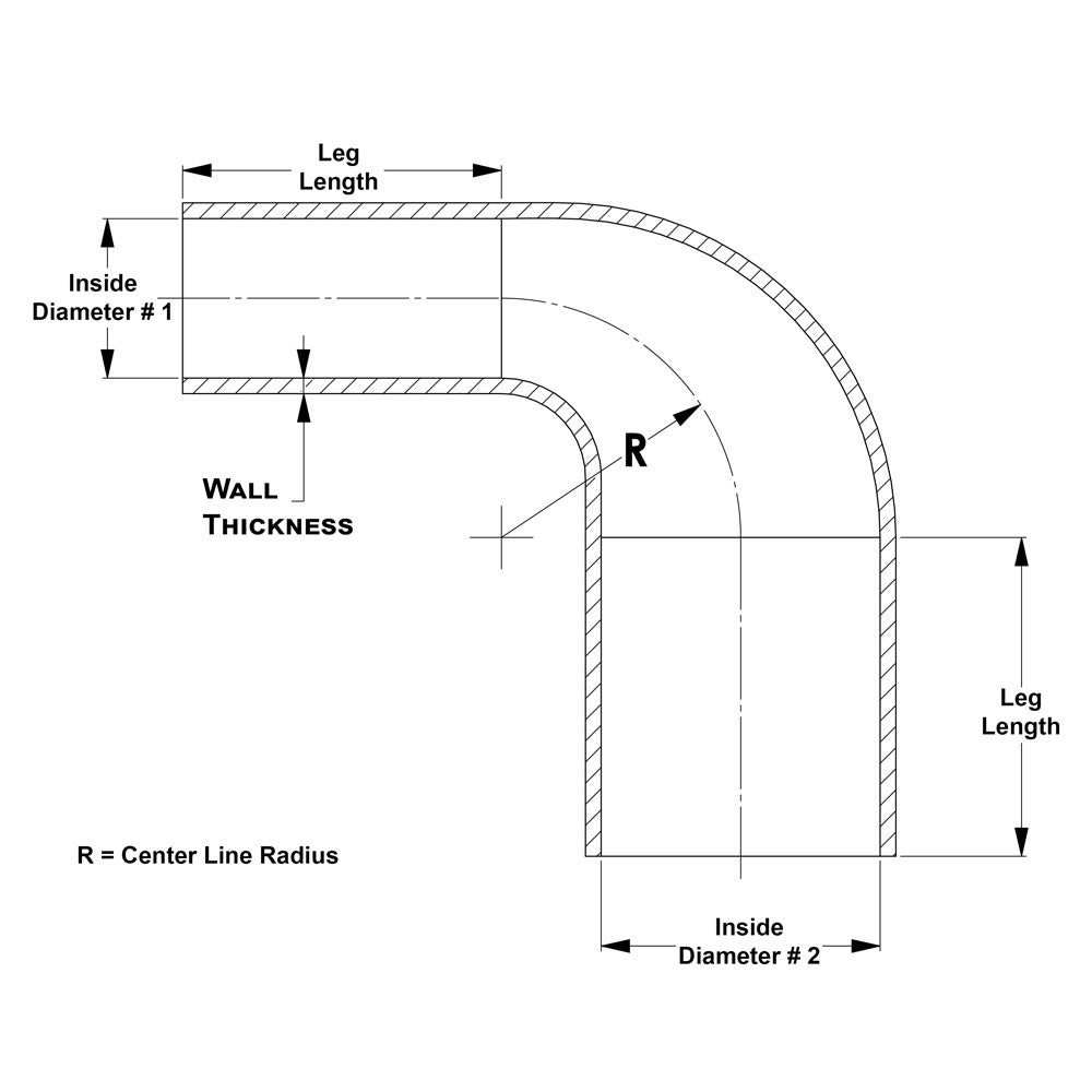 HPS 2-3/8" - 3" ID, Silicone 90 Degree Elbow Reducer Hose, High Temp 4-ply Reinforced (60mm - 76mm)