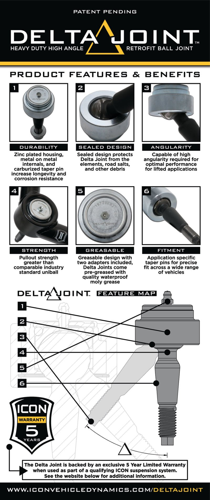 ICON 2005+ Toyota Tacoma Billet Upper Control Arm Delta Joint Kit Control Arms