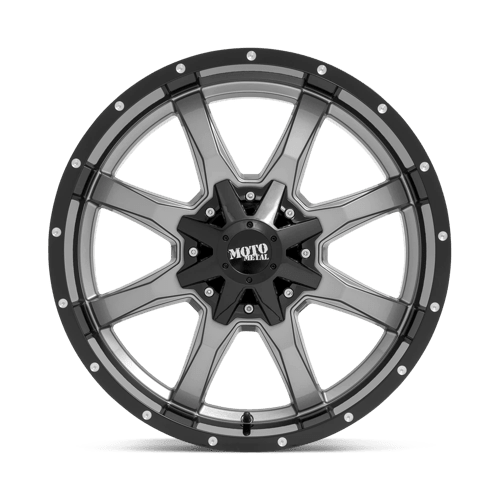 Moto Metal MO970 Gloss Gray Center W/ G - blk Lip 20x9 +18 8x180mm 124.2mm - Wheels - Moto Metal