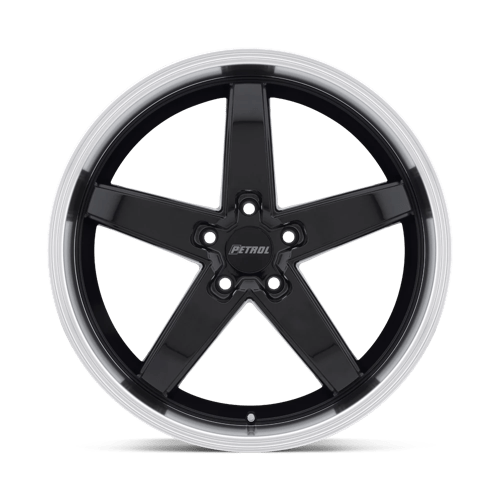 Petrol P1B Gloss Black W/ Mach Cut Lip 19x8 +40 5x114.3mm 76.1mm
