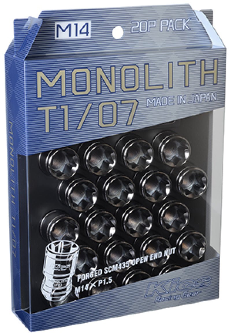 Project Kics 14 x 1.5 Glorious Black T1/07 Monolith Lug Nuts - 20 Pcs-Lug Nuts-Project Kics