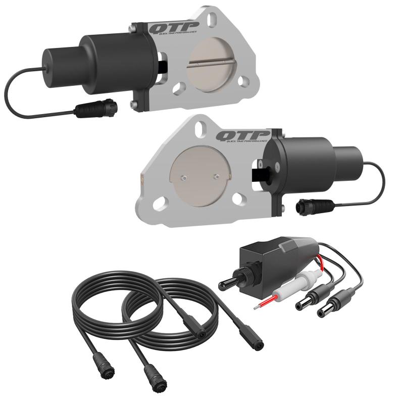 QTP 2.5in Bolt-On QTEC Dual Electric Cutout Valves - Pair-Exhaust Cutouts-QTP