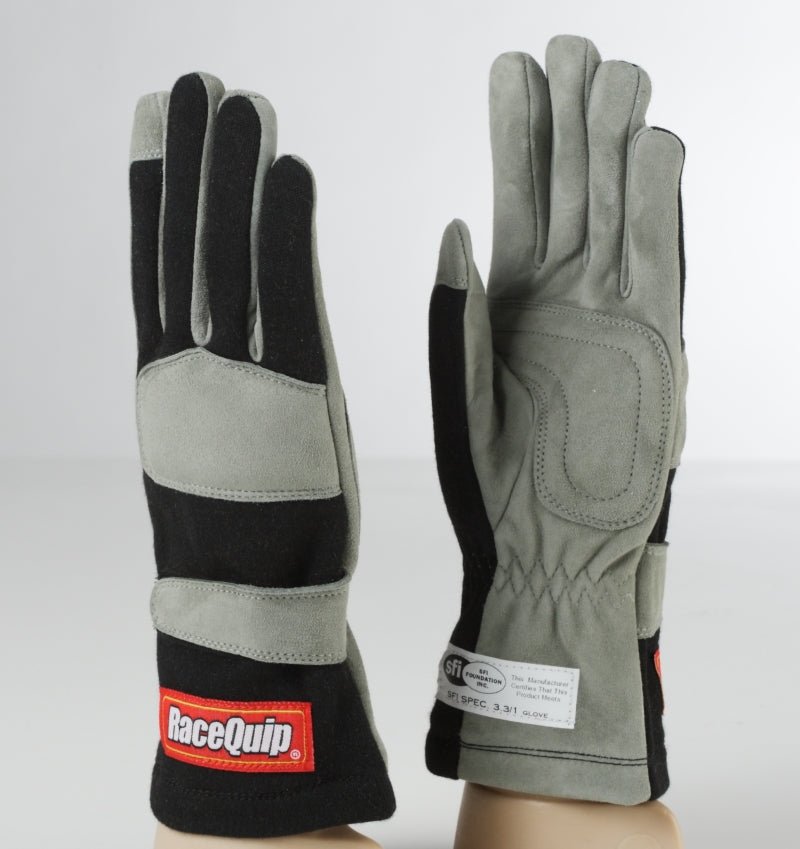 RaceQuip Black 1-Layer SFI-1 Glove - Medium-Racing Gloves-Racequip