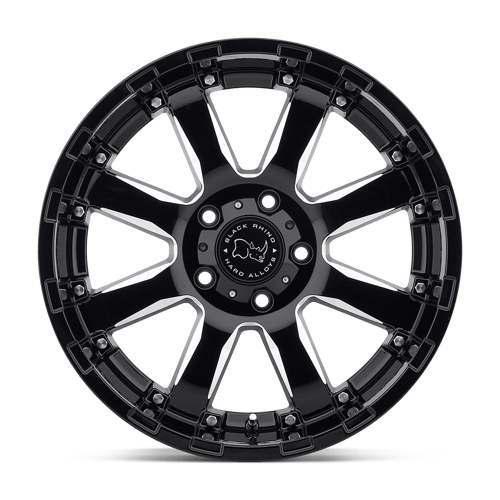 Black Rhino SIERRA Gloss Black W/ Milled Spokes 18x9 +12 6x120mm 67.1mm