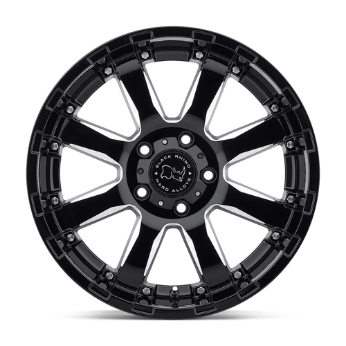 Black Rhino SIERRA Gloss Black W/ Milled Spokes 17x9 +12 6x120mm 67.1mm