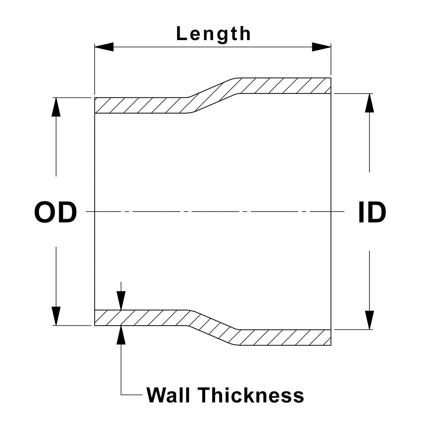 HPS 1-3/4" OD to 1-3/4" ID, 6061 Aluminum Slip Fit Transition Reducer Tube Joiner, 4" Long