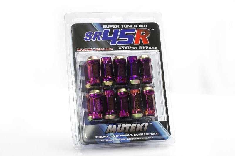 Wheel Mate Muteki HR38 Open End Lug Nuts 12x1.50 Black Chrome / Yellow Ring-Lug Nuts-Wheel Mate