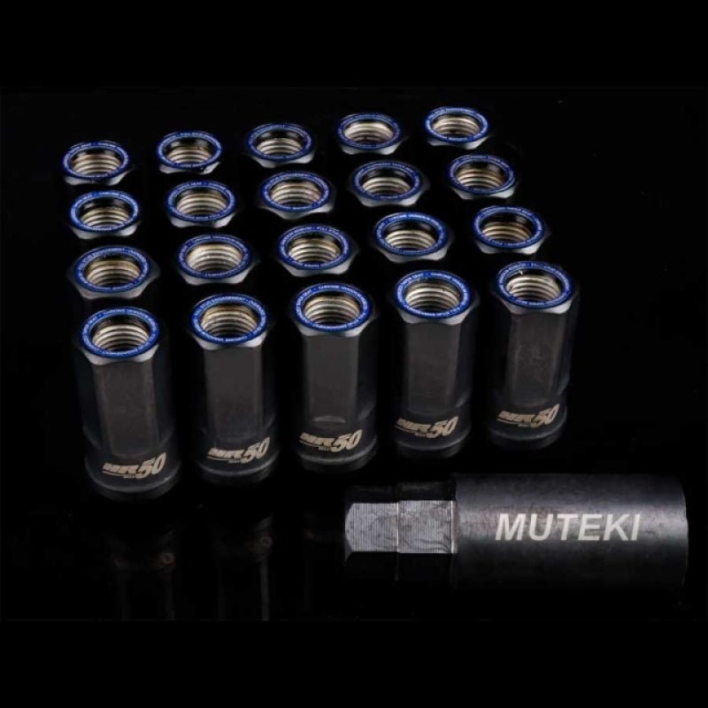 Wheel Mate Muteki HR50 Open End Lug Nuts - Black w/ Blue Ring 14x1.50-Lug Nuts-Wheel Mate