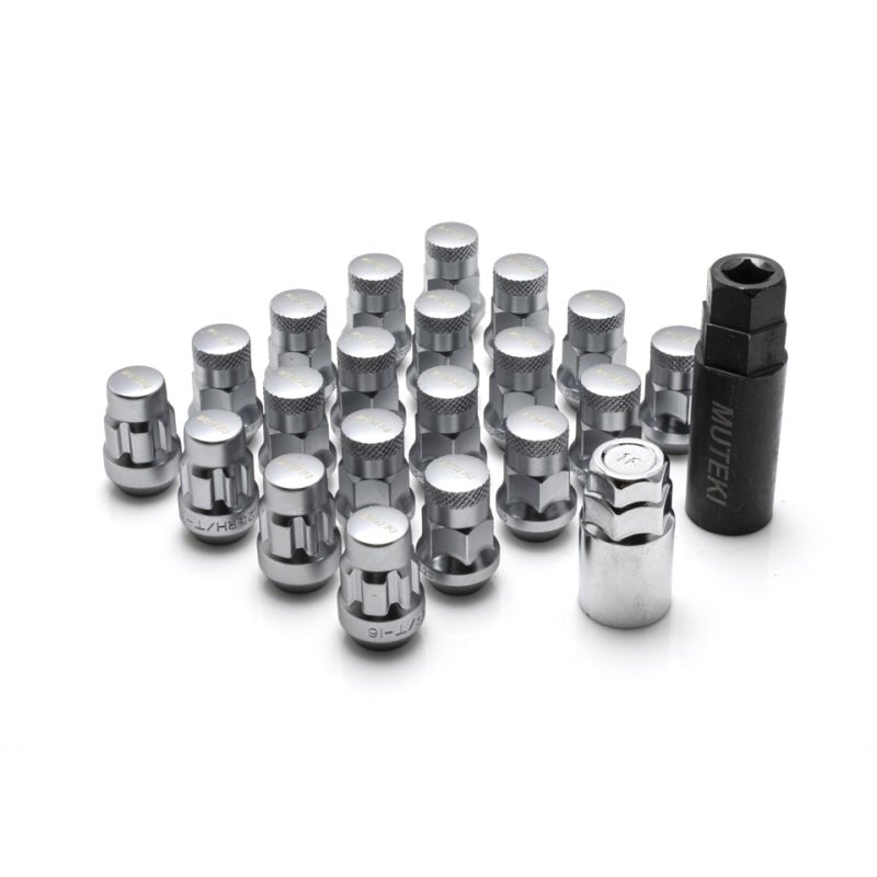 Wheel Mate Muteki SR35 Close End Lug Nuts w/ Lock Set - Satin Silver 12x1.25 35mm-Lug Nuts-Wheel Mate