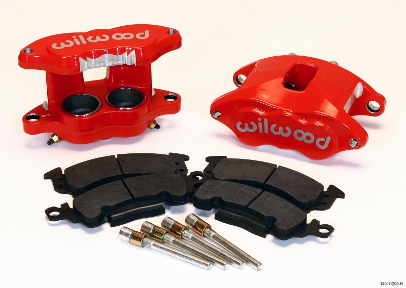 Wilwood D52 Front Caliper Kit - Red 2.00 / 2.00in Piston 1.28in Rotor-Big Brake Kits-Wilwood