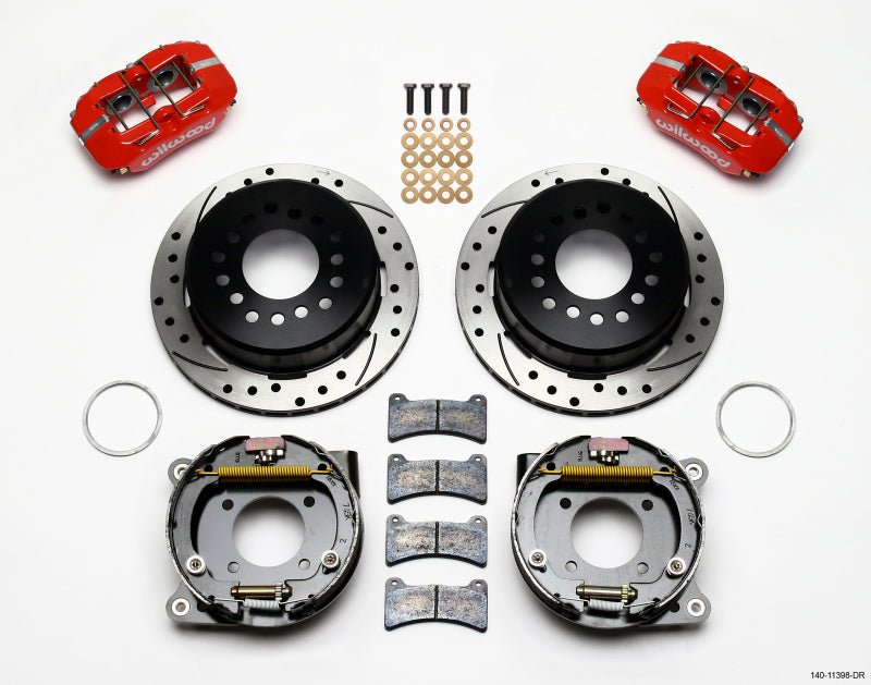 Wilwood Dynapro Low-Profile 11.00in P-Brake Kit Drill-Red Chevy 12 Bolt 2.75in Off w/ C-Clips-Big Brake Kits-Wilwood