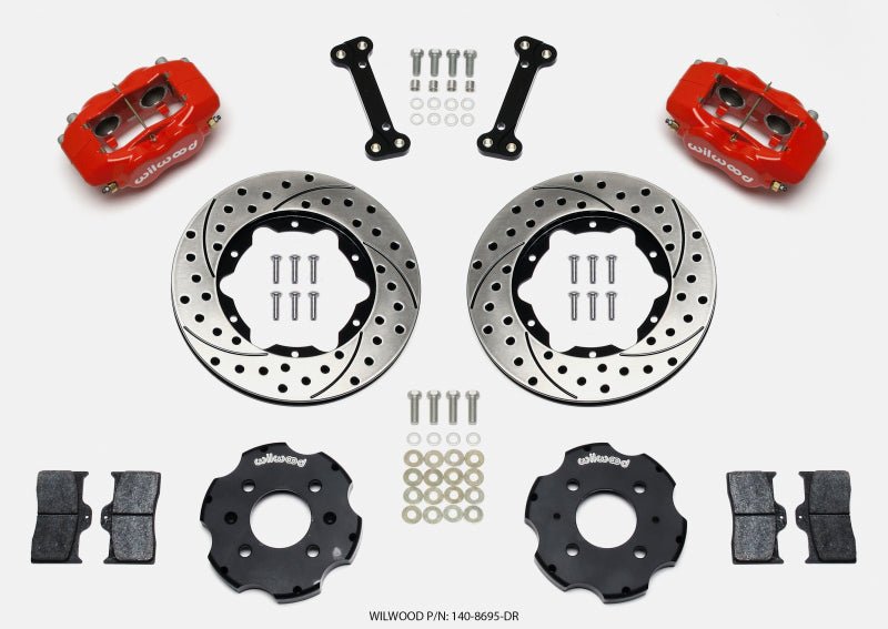 Wilwood Forged Dynalite Front Hat Kit 11.00in Drilled Red Integra/Civic w/Fac.240mm Rtr-Big Brake Kits-Wilwood