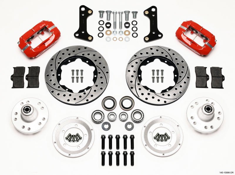 Wilwood Forged Dynalite Front Kit 11.00in Drill-Red 67-69 Camaro 64-72 Nova Chevelle-Big Brake Kits-Wilwood
