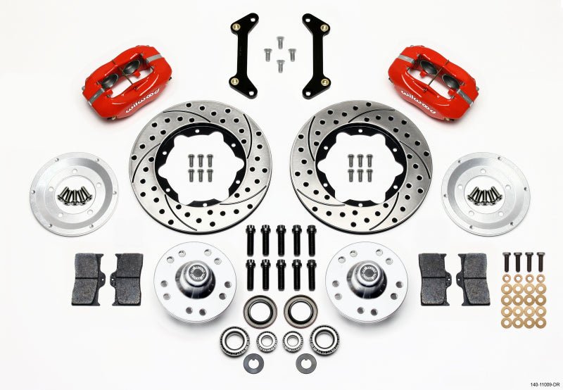Wilwood Forged Dynalite Front Kit 11.00in Drilled Red 79-87 GM G Body-Big Brake Kits-Wilwood
