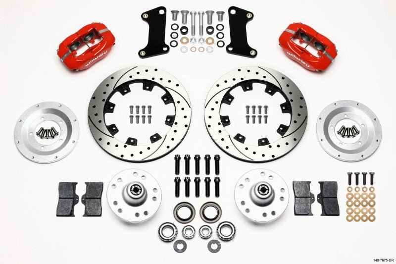Wilwood Forged Dynalite Front Kit 12.19in Drilled Red 67-69 Camaro 64-72 Nova Chevelle-Big Brake Kits-Wilwood