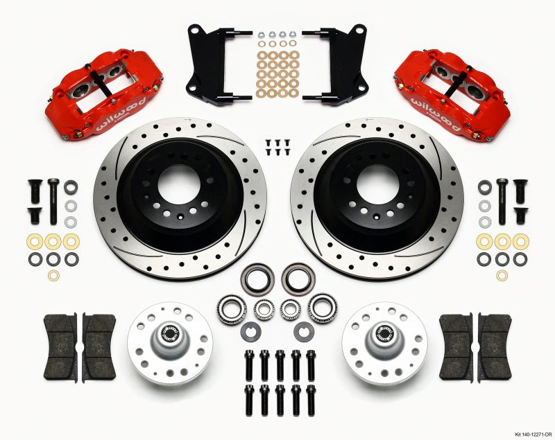 Wilwood Narrow Superlite 6R Front Hub & 1PC Rtr Kit 12.88in Drilled -Red 67-69 Camaro 64-72 Nova-Big Brake Kits-Wilwood