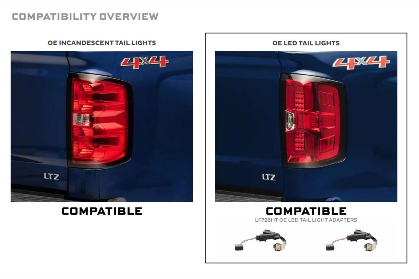 XB LED Harness: 14 - 18 Silverado/Sierra OE LED Tail Adapters (Set) - Headlight Adapter - Morimoto XB LED Tails