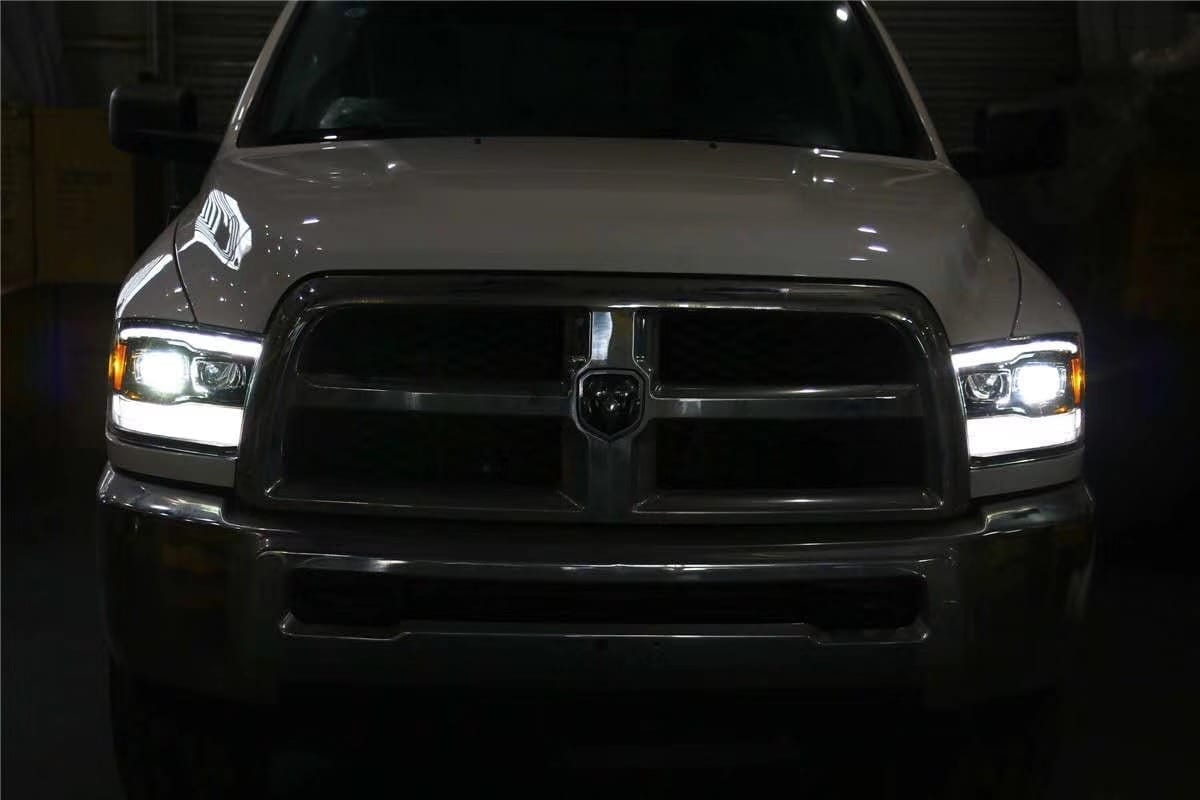 AlphaRex 09-18 Dodge Ram 1500HD PRO-Series Projector Headlights Plank Style Chrome w/Seq Signal/DRL