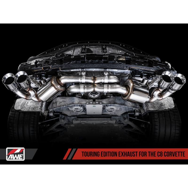 AWE Tuning 2020 Chevrolet Corvette (C8) Touring Edition Exhaust - Quad Chrome Silver Tips