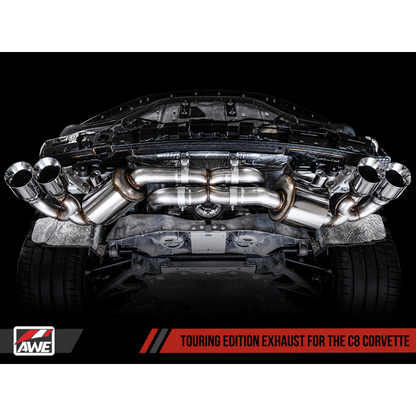 AWE Tuning 2020 Chevrolet Corvette (C8) Touring Edition Exhaust - Quad Chrome Silver Tips