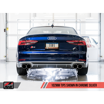 AWE Tuning Audi B9 S5 Coupe SwitchPath Exhaust w/ Chrome Silver Tips (102mm)