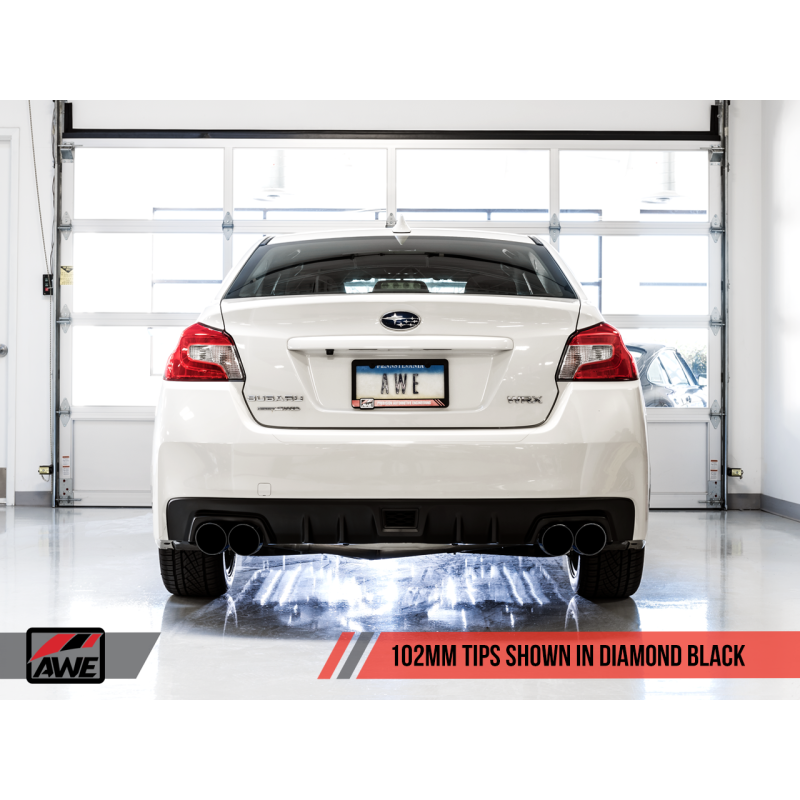 AWE Tuning Subaru WRX/STI VA/GV Sedan Track Edition Exhaust - Diamond Black Tips (102mm)
