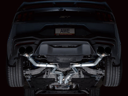 AWE 2024 Ford Mustang GT Fastback S650 RWD Track Edition Cat-Back Exhaust w/ Quad Diamond Black Tips