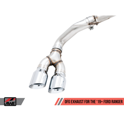 AWE Tuning 2019+ Ford Ranger 0FG Performance Exhaust System w/Chrome Silver Tips & Bash Guard