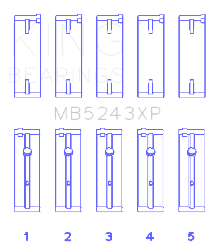 King Engine Bearings Nissan SR20DE/DET (2.0L) Performance Main Bearing Set - Size +0.25mm