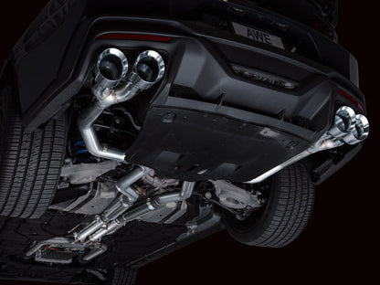 AWE 2024 Ford Mustang Dark Horse S650 RWD Track Edition Cat-Back Exhaust w/ Quad Chrome Silver Tips