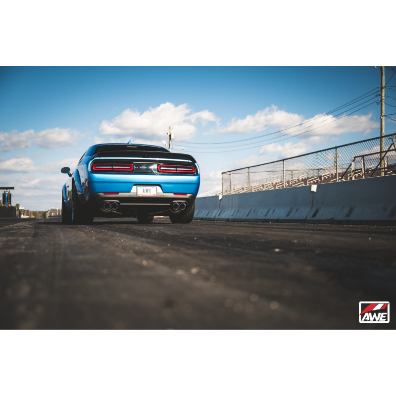 AWE Tuning 2015+ Dodge Challenger 6.4L/6.2L SC Track Edition Exhaust - Quad Chrome Silver Tips