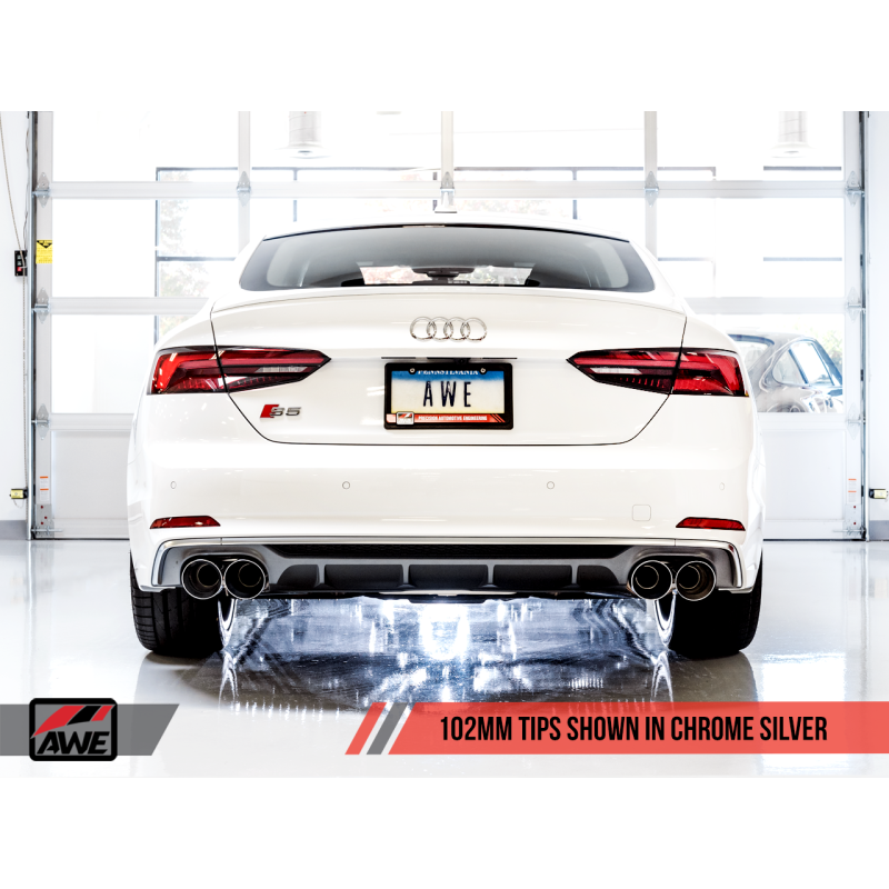 AWE Tuning Audi B9 S5 Sportback Track Edition Exhaust - Non-Resonated (Silver 102mm Tips)
