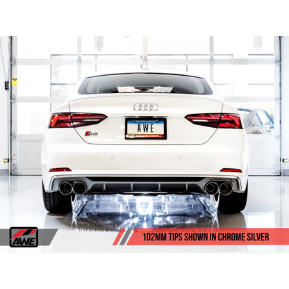 AWE Tuning Audi B9 S5 Sportback Track Edition Exhaust - Non-Resonated (Silver 102mm Tips)