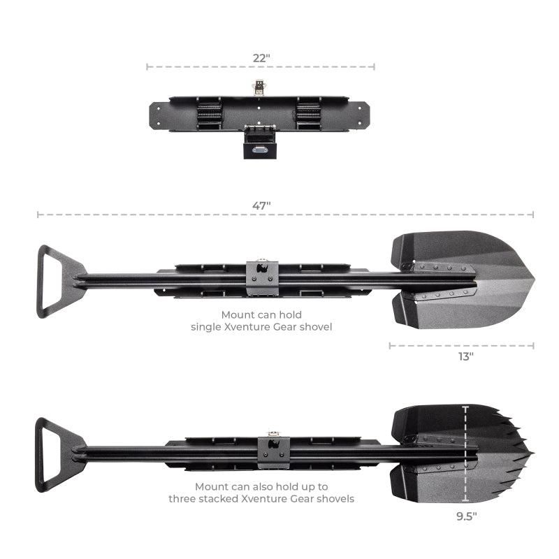 Go Rhino Xventure Gear Sharktooth Stackable Shovel - Textured Black
