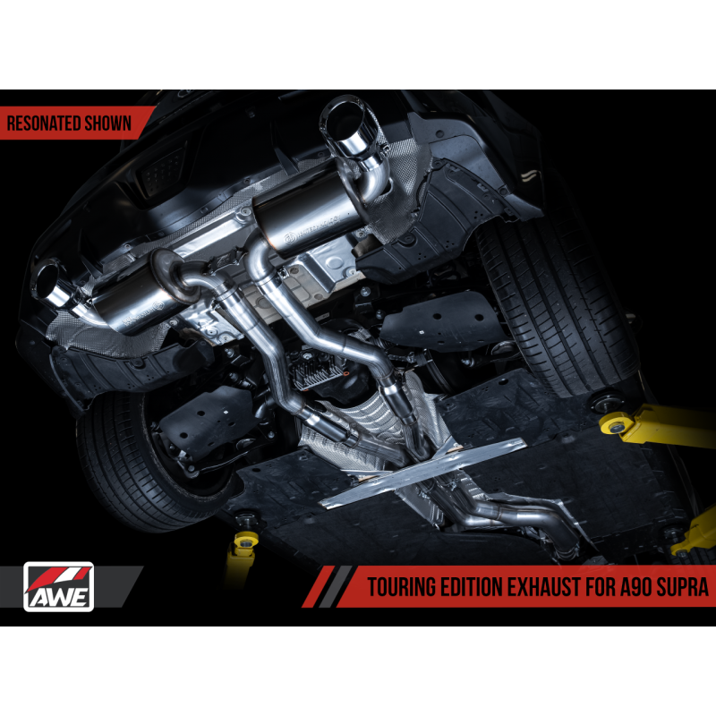AWE Tuning 2020+ Toyota Supra A90 Resonated Touring Edition Exhaust - 5in Diamond Black Tips