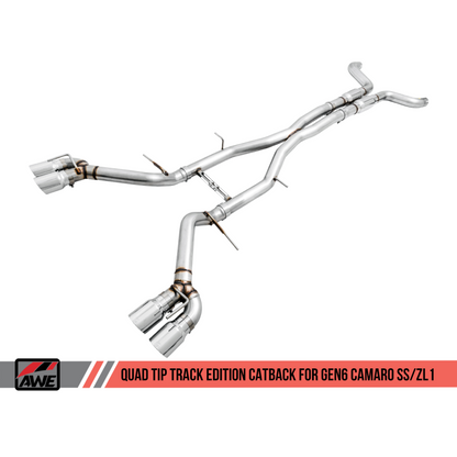 AWE Tuning 16-19 Chevy Camaro SS Non-Res Cat-Back Exhaust - Track Edition (Quad Chrome Silver Tips)