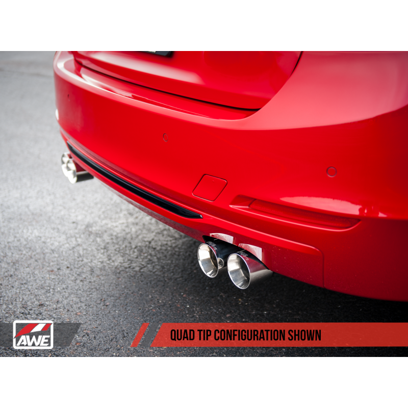 AWE Tuning BMW F3X N20/N26 328i/428i Touring Edition Exhaust Quad Outlet - 80mm Chrome Silver Tips